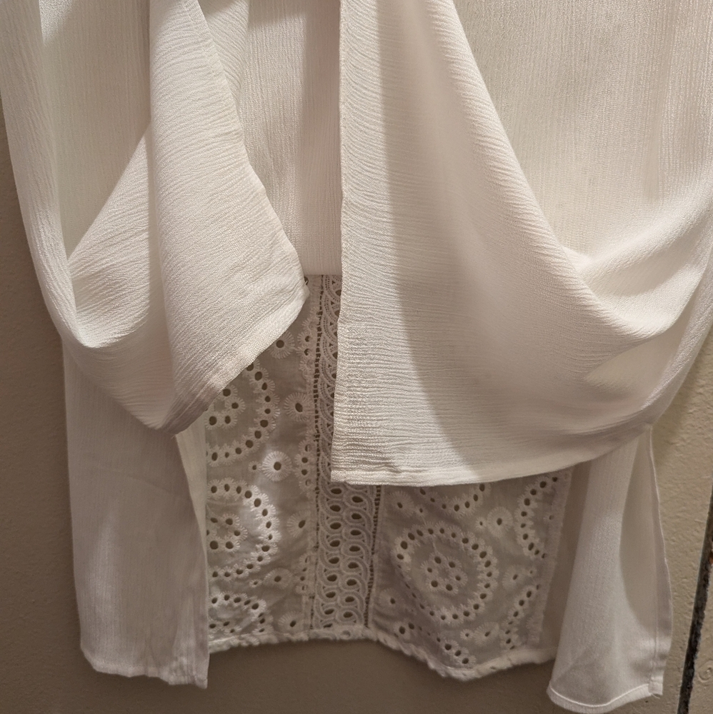 Kona Sol White Lace-up Beach Swim Cover-up Pullover Dress Boho Style Eyelet- M - Picture 7 of 15